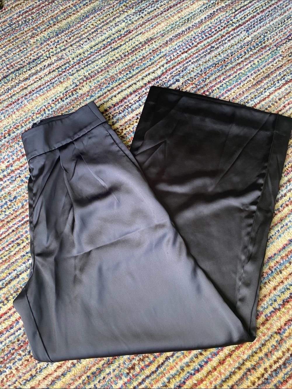 Banana Republic Black Satin Wide-Leg Trousers 2P